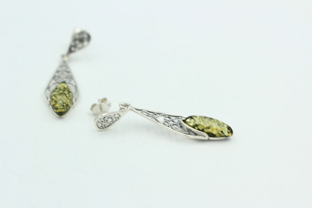 Edle filigrane Bernstein Ohrhanger Ohrstecker 925 Silber filigraner Ohrschmuck