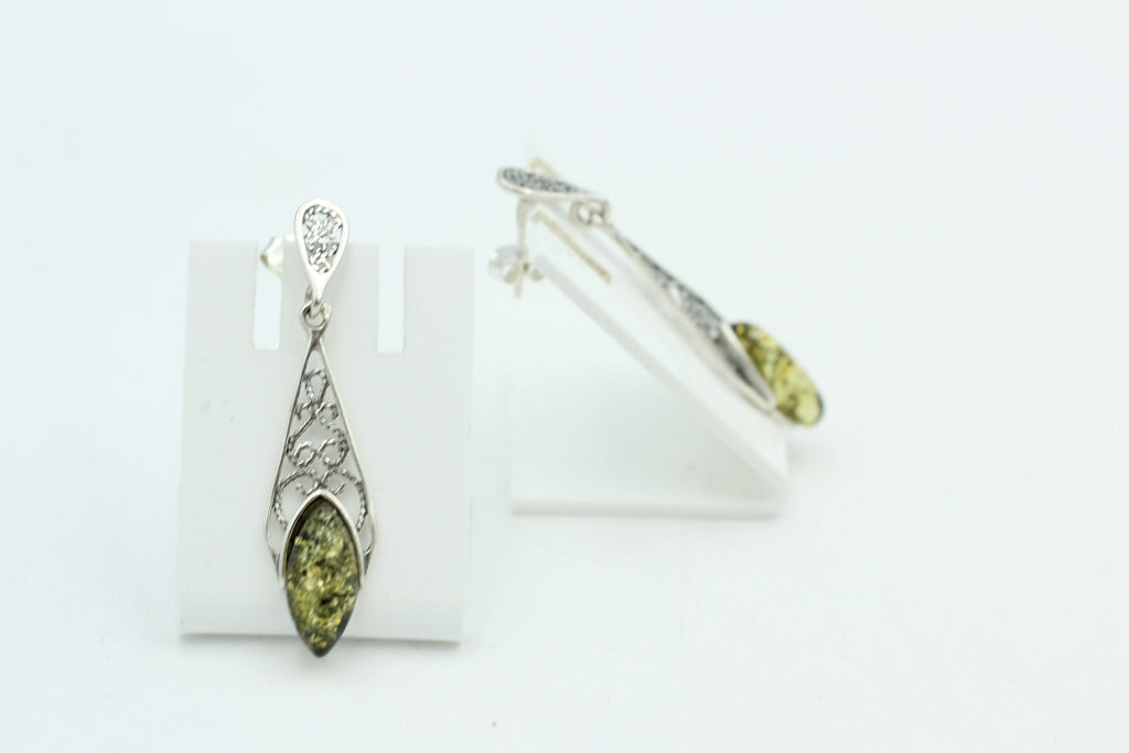 Edle filigrane Bernstein Ohrhanger Ohrstecker 925 Silber filigraner Ohrschmuck