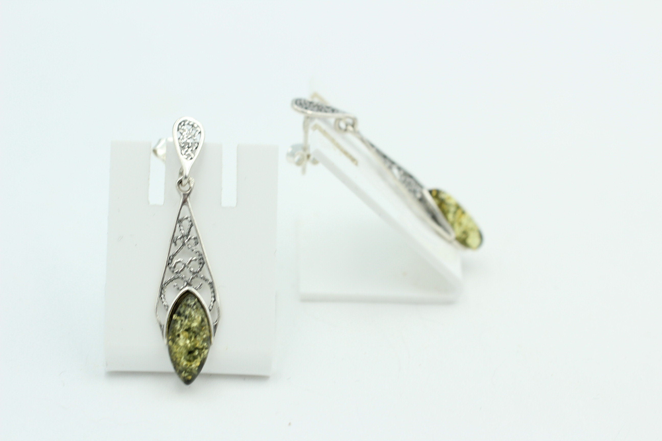 Edle filigrane Bernstein Ohrhanger Ohrstecker 925 Silber filigraner Ohrschmuck