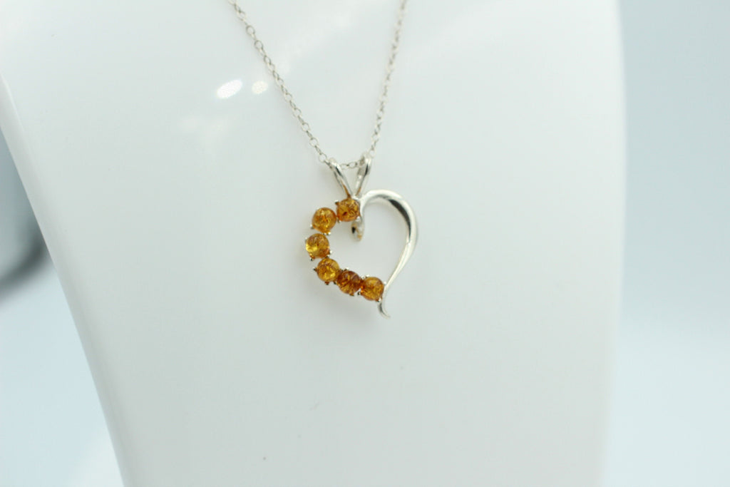 Bernstein Herz Anhänger 925 Silber Collier Kette Silberherz mit Bernstein