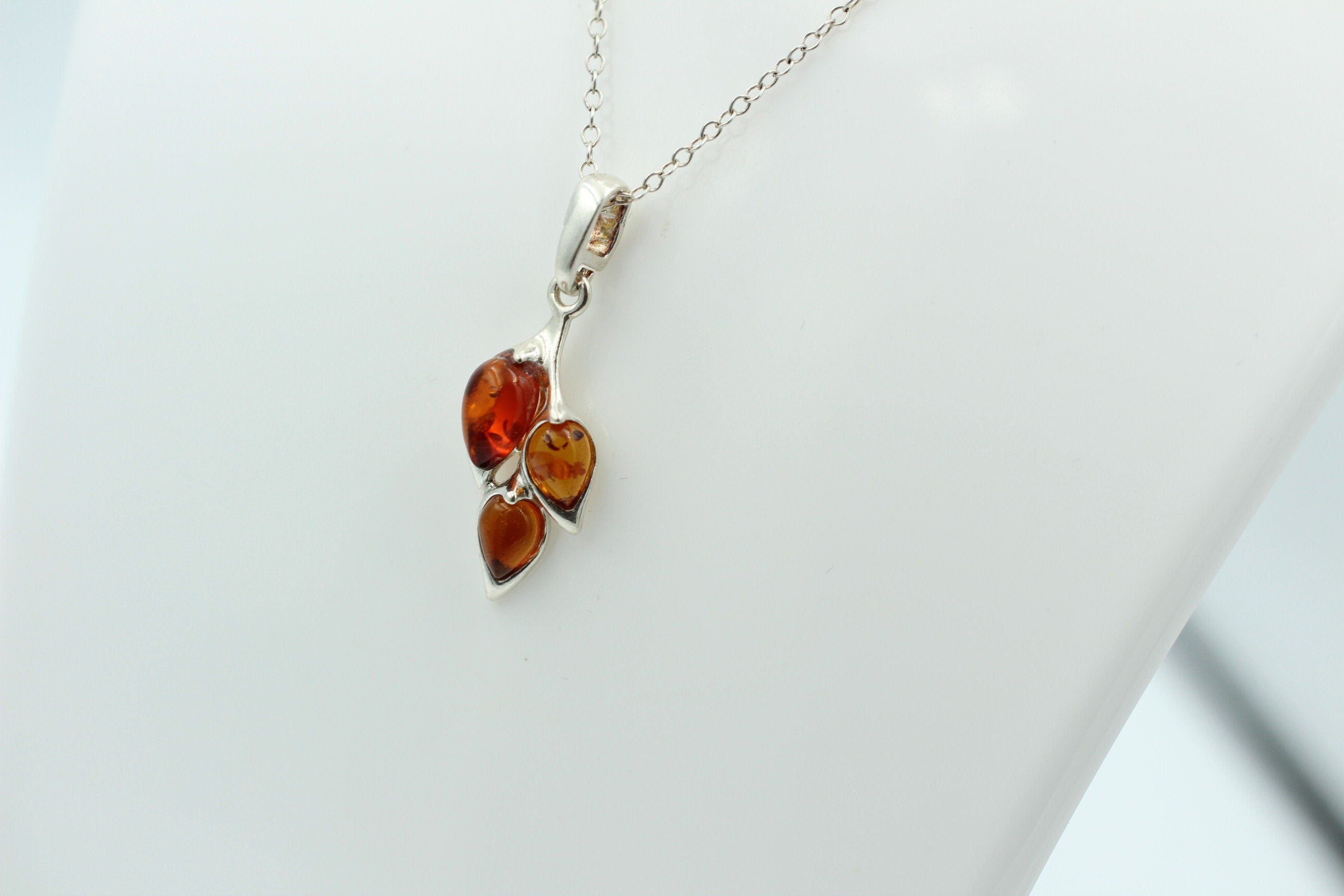Edler Anhänger Bernstein 925 Silber Collier Kette Bernstein aus Letland