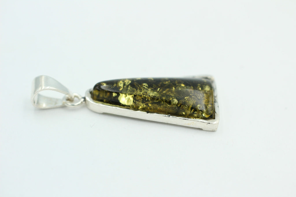 Bernstein Anhänger grün 925 Silber grüner Bernstein Collier Kette Design pur Top
