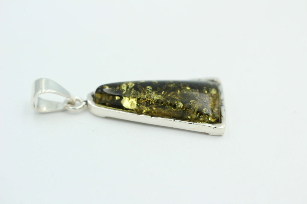 Bernstein Anhänger grün 925 Silber grüner Bernstein Collier Kette Design pur Top