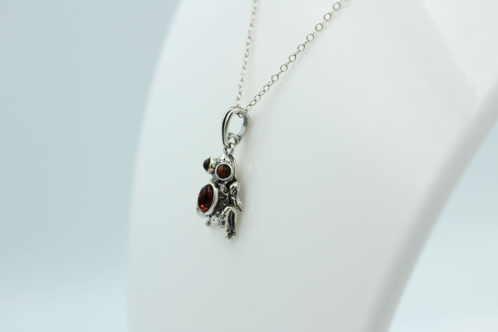Froschanhänger Bernstein bewegliche Glieder 925 Silber Collier Kette Top Frosch