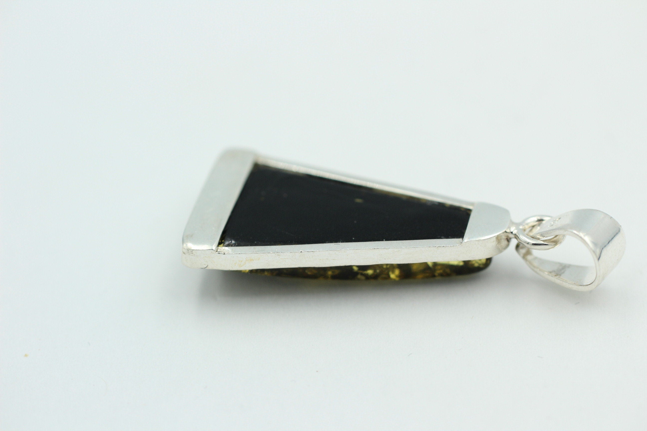 Bernstein Anhänger grün 925 Silber grüner Bernstein Collier Kette Design pur Top