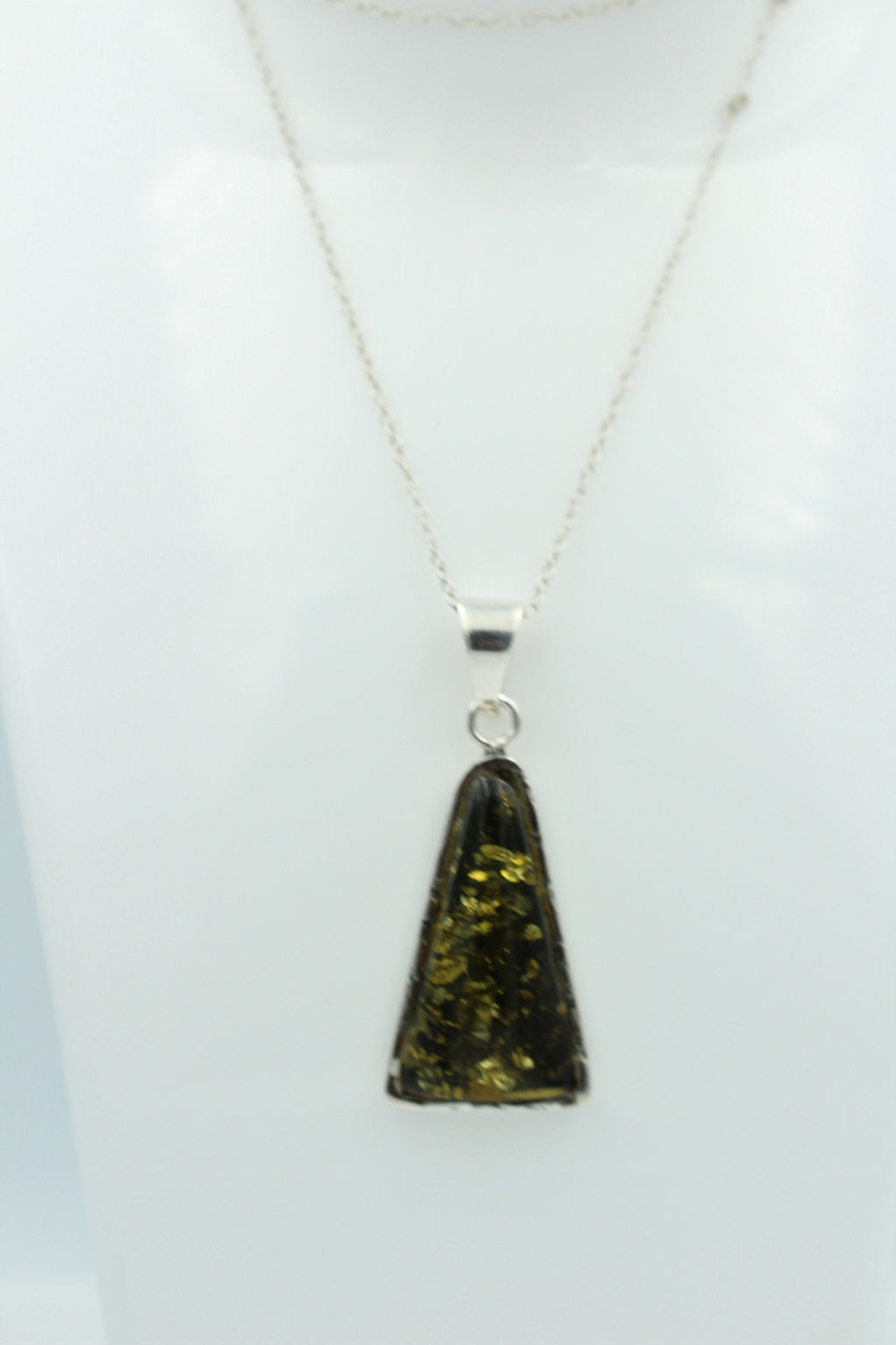Bernstein Anhänger grün 925 Silber grüner Bernstein Collier Kette Design pur Top