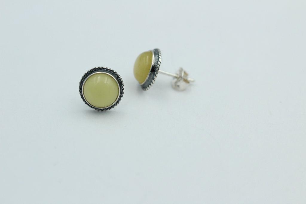 Edle chremfarbene Bernstein Ohrstecker 925 Silber Ohrschmuck Bernstein Letland