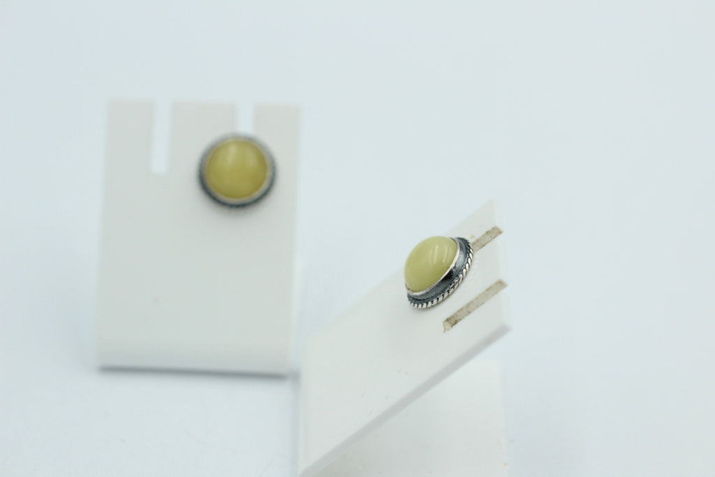 Edle chremfarbene Bernstein Ohrstecker 925 Silber Ohrschmuck Bernstein Letland
