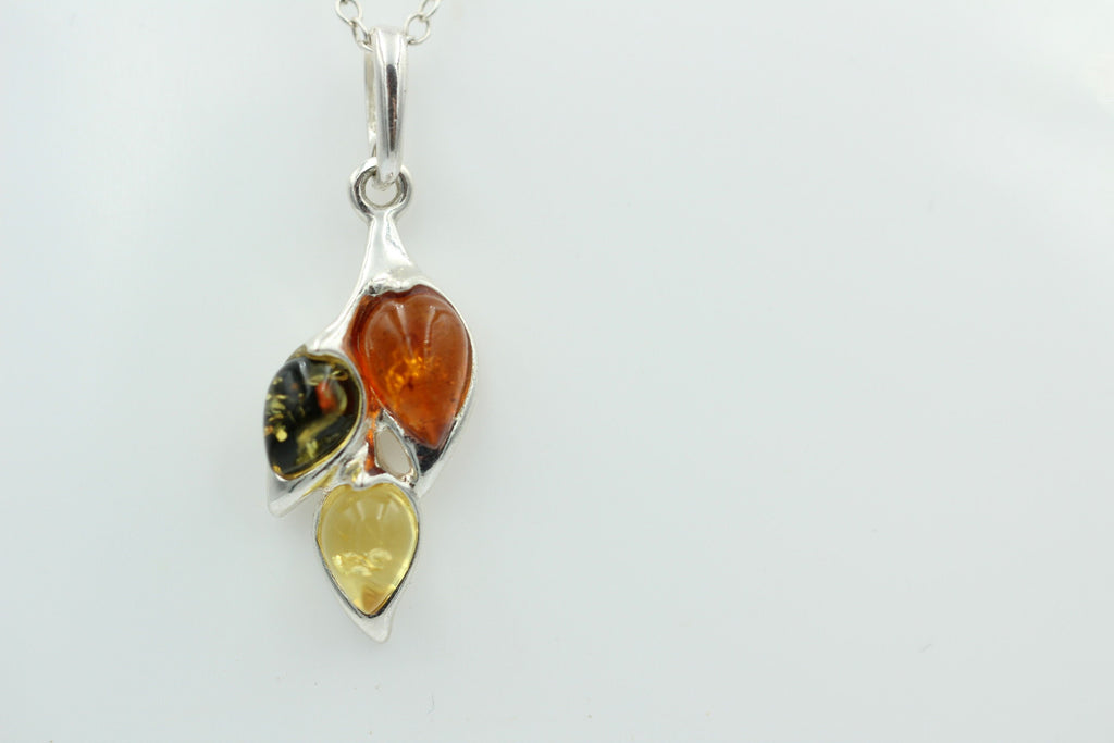 Edler Anhänger Bernstein 925 Silber Collier Kette Bernstein aus Letland