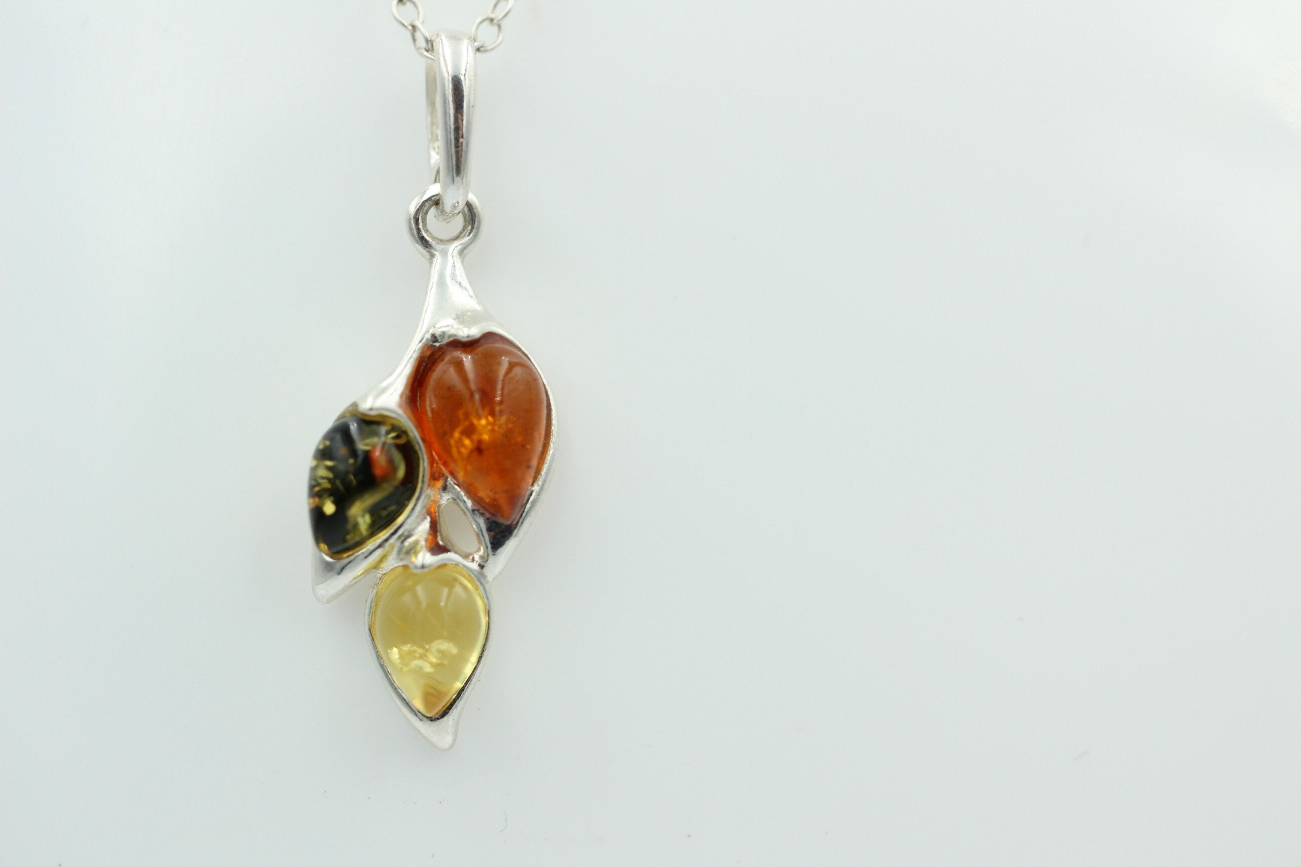 Edler Anhänger Bernstein 925 Silber Collier Kette Bernstein aus Letland