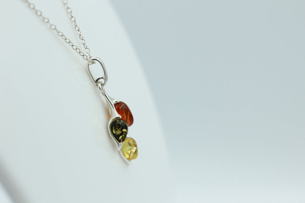 Edler Anhänger Bernstein 925 Silber Collier Kette Bernstein aus Letland
