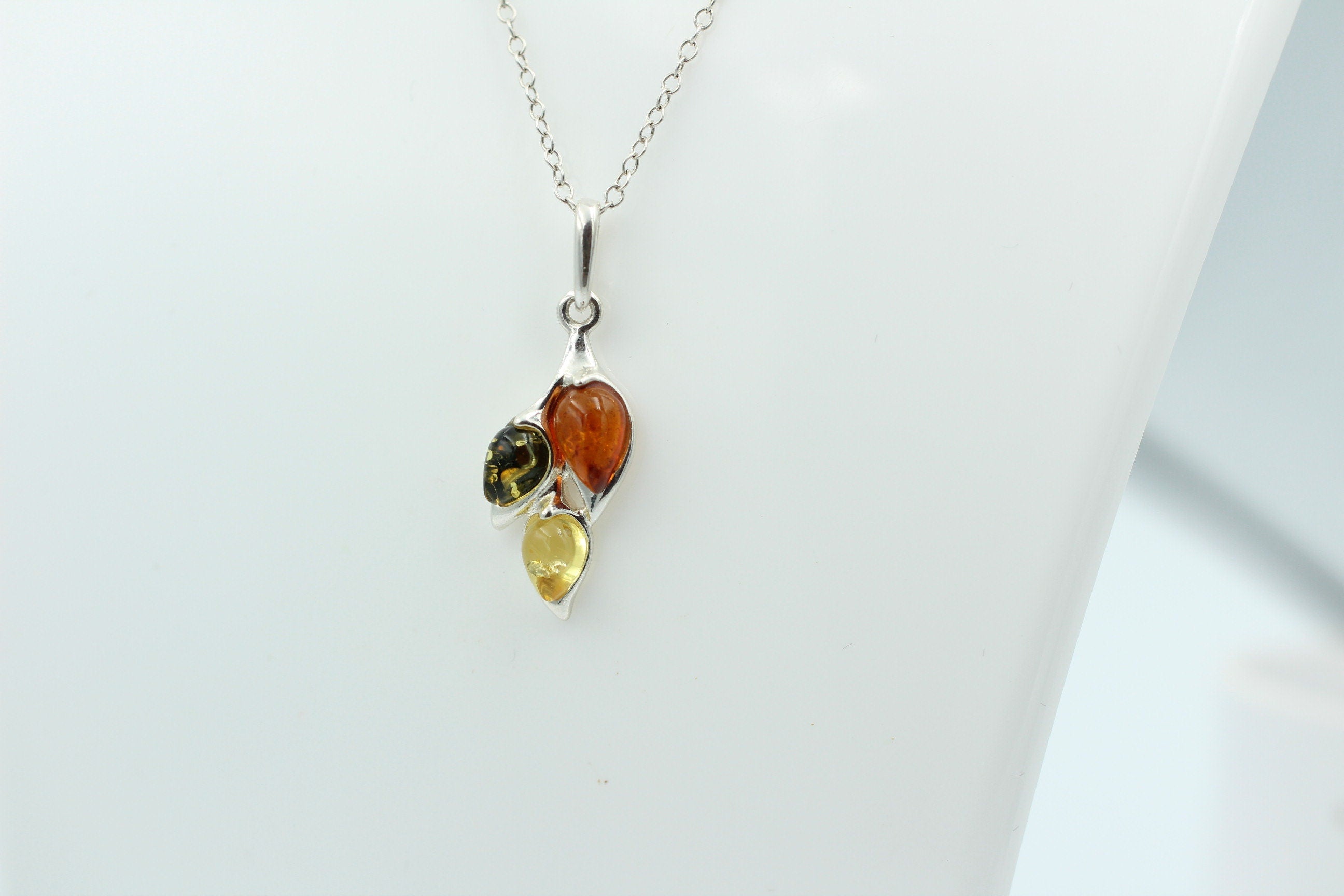 Edler Anhänger Bernstein 925 Silber Collier Kette Bernstein aus Letland