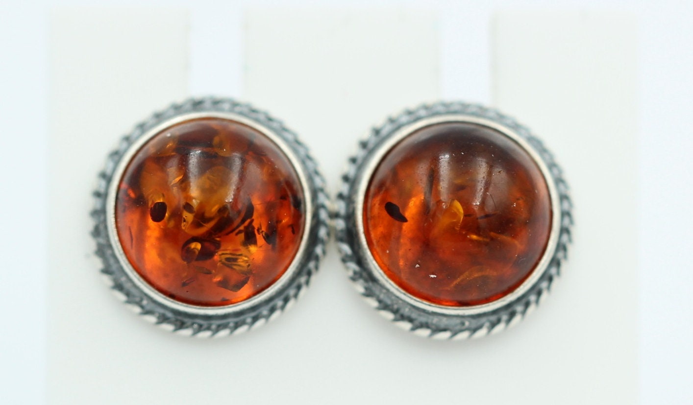 Edle braune Bernstein Ohrstecker 925 Silber Ohrschmuck Bernstein Letland