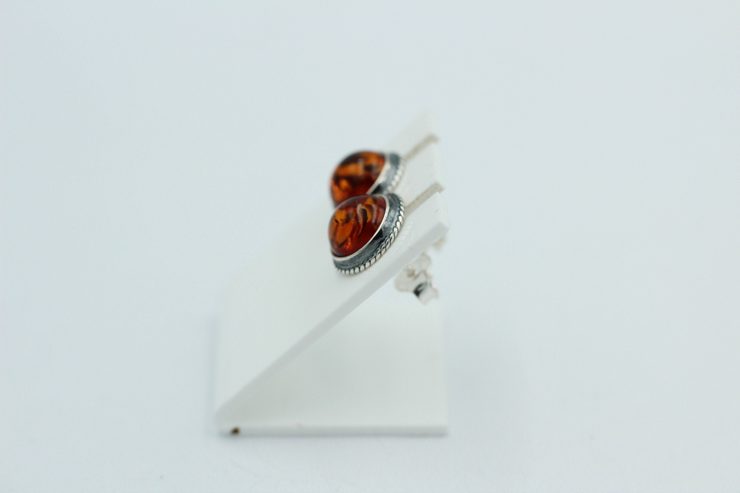 Edle braune Bernstein Ohrstecker 925 Silber Ohrschmuck Bernstein Letland