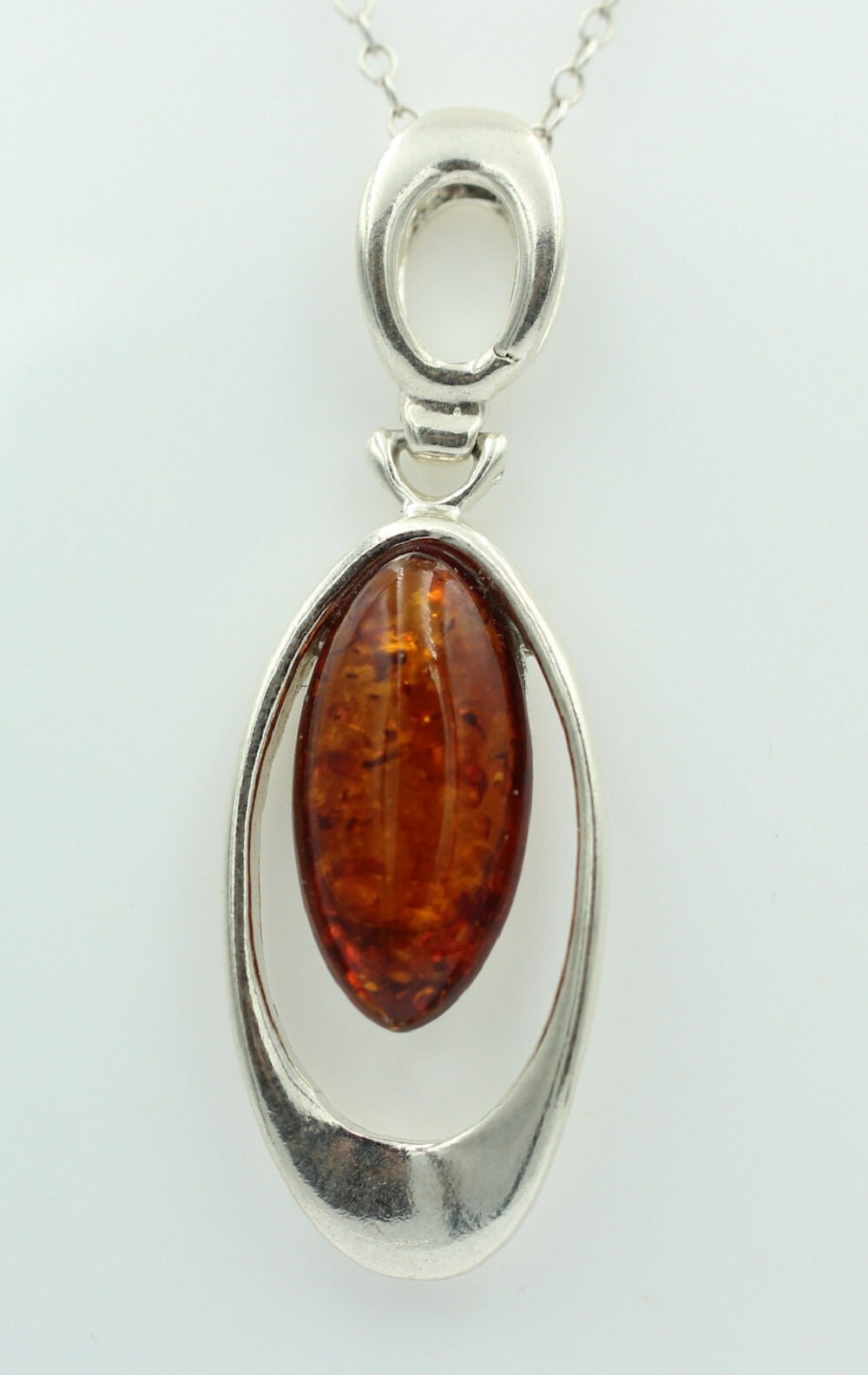 Bernstein Designanhänger 925 Silber Collier Kette brauner Bernsteinanhänger Top