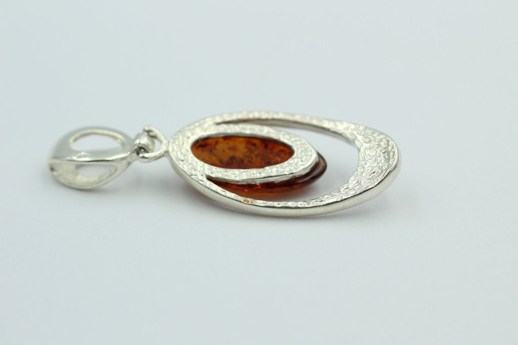 Bernstein Designanhänger 925 Silber Collier Kette brauner Bernsteinanhänger Top