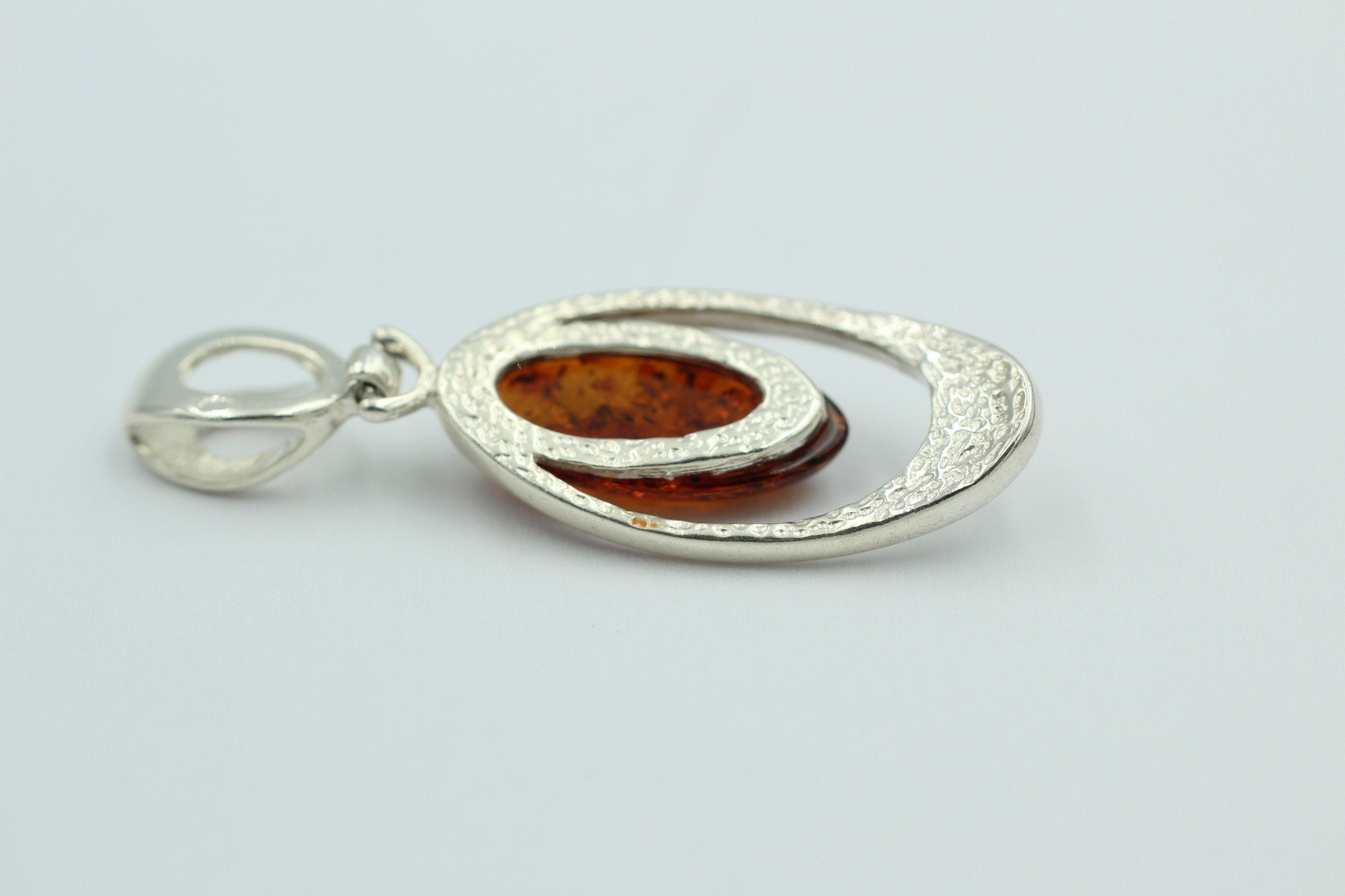 Bernstein Designanhänger 925 Silber Collier Kette brauner Bernsteinanhänger Top