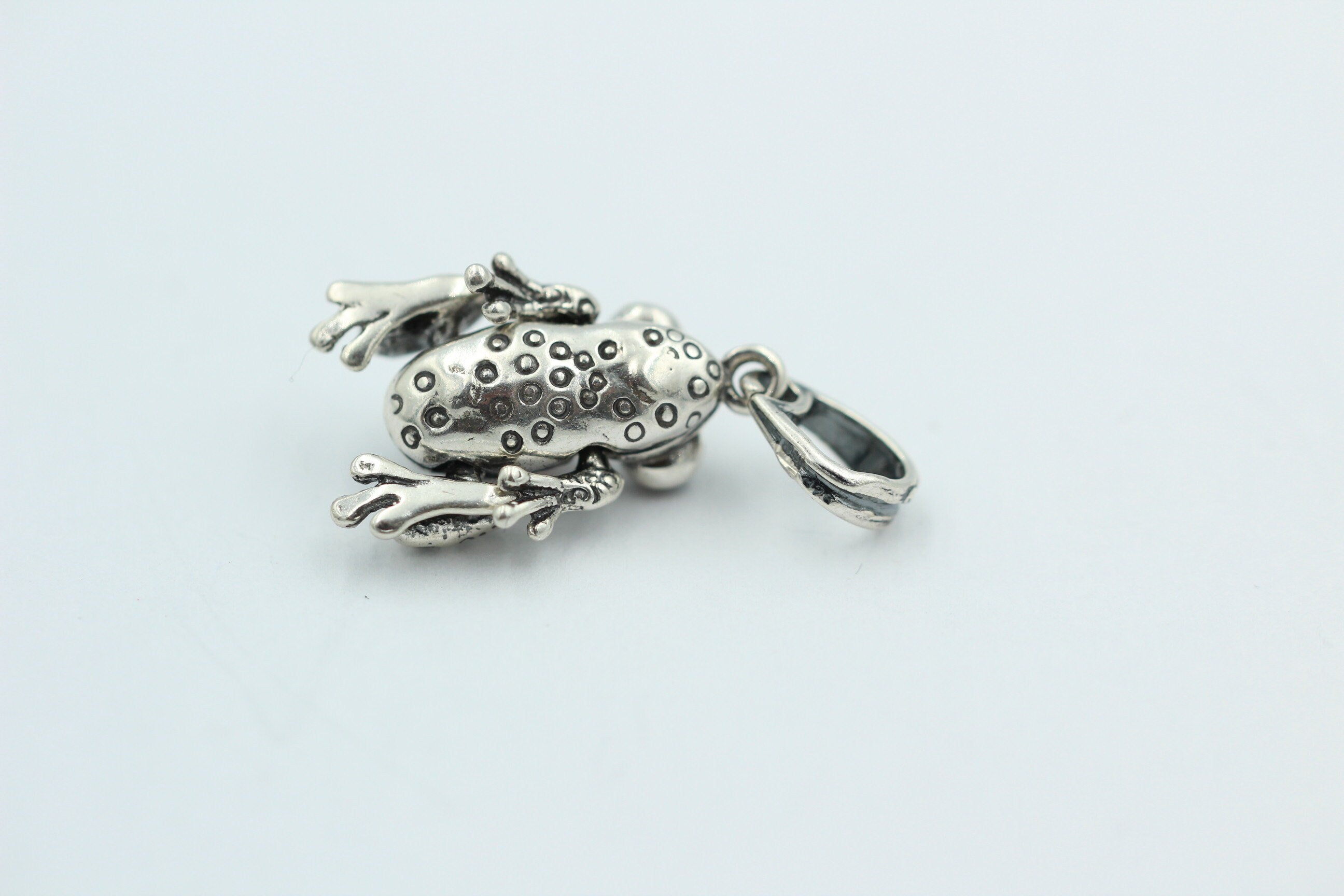 Froschanhänger Bernstein bewegliche Glieder 925 Silber Collier Kette Top Frosch