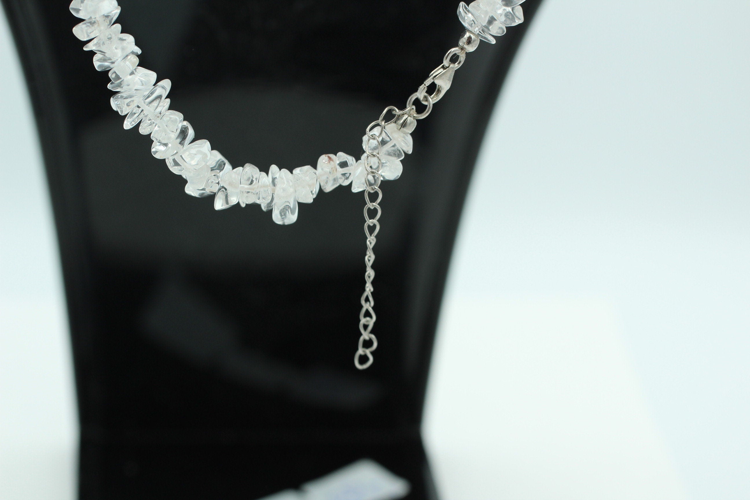 45,5 Carat Bergkristall Collier Kette Splitterkette 925 Sterling Silber Top