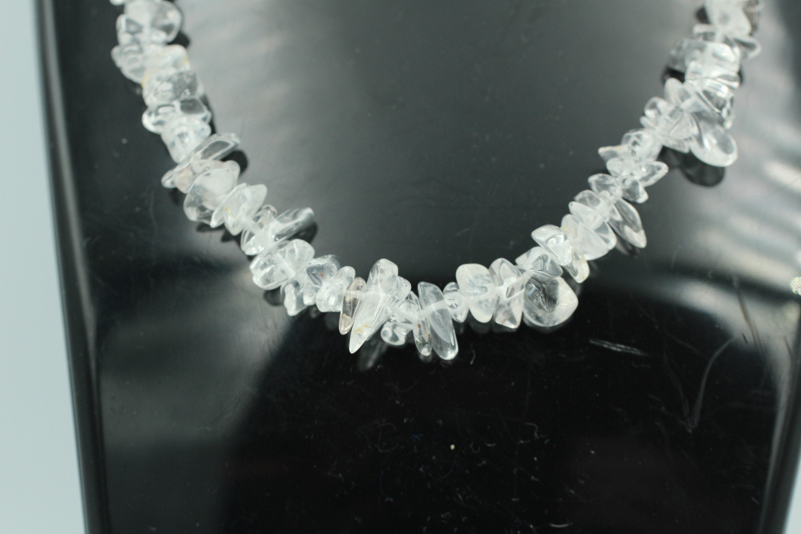 45,5 Carat Bergkristall Collier Kette Splitterkette 925 Sterling Silber Top