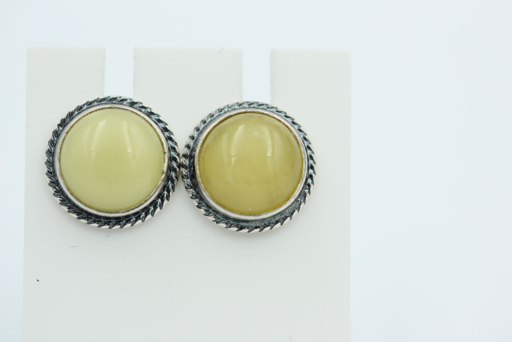 Edle chremfarbene Bernstein Ohrstecker 925 Silber Ohrschmuck Bernstein Letland