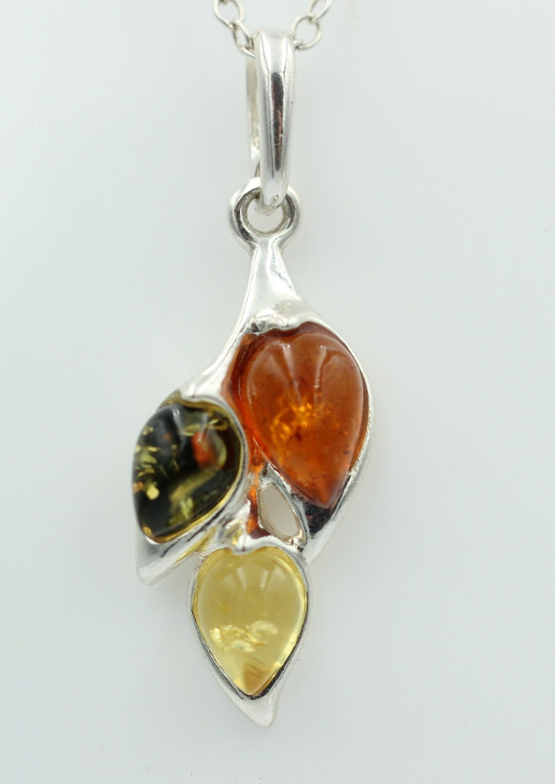 Edler Anhänger Bernstein 925 Silber Collier Kette Bernstein aus Letland