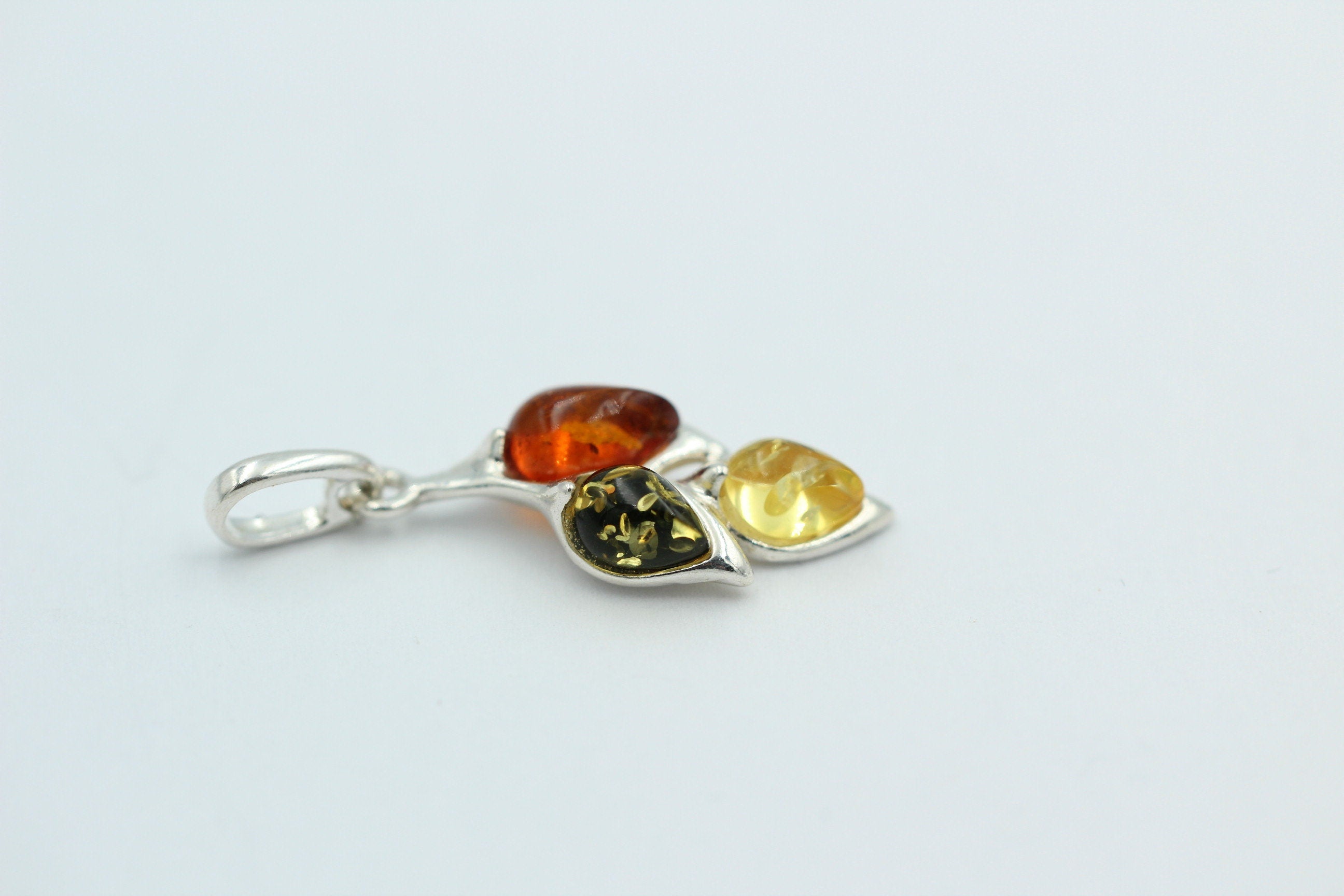 Edler Anhänger Bernstein 925 Silber Collier Kette Bernstein aus Letland