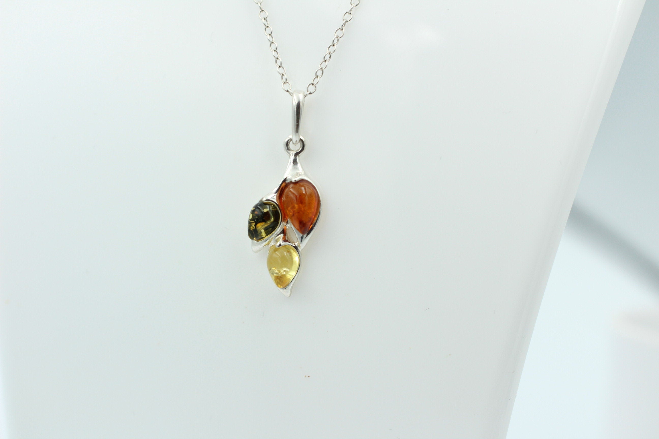 Edler Anhänger Bernstein 925 Silber Collier Kette Bernstein aus Letland