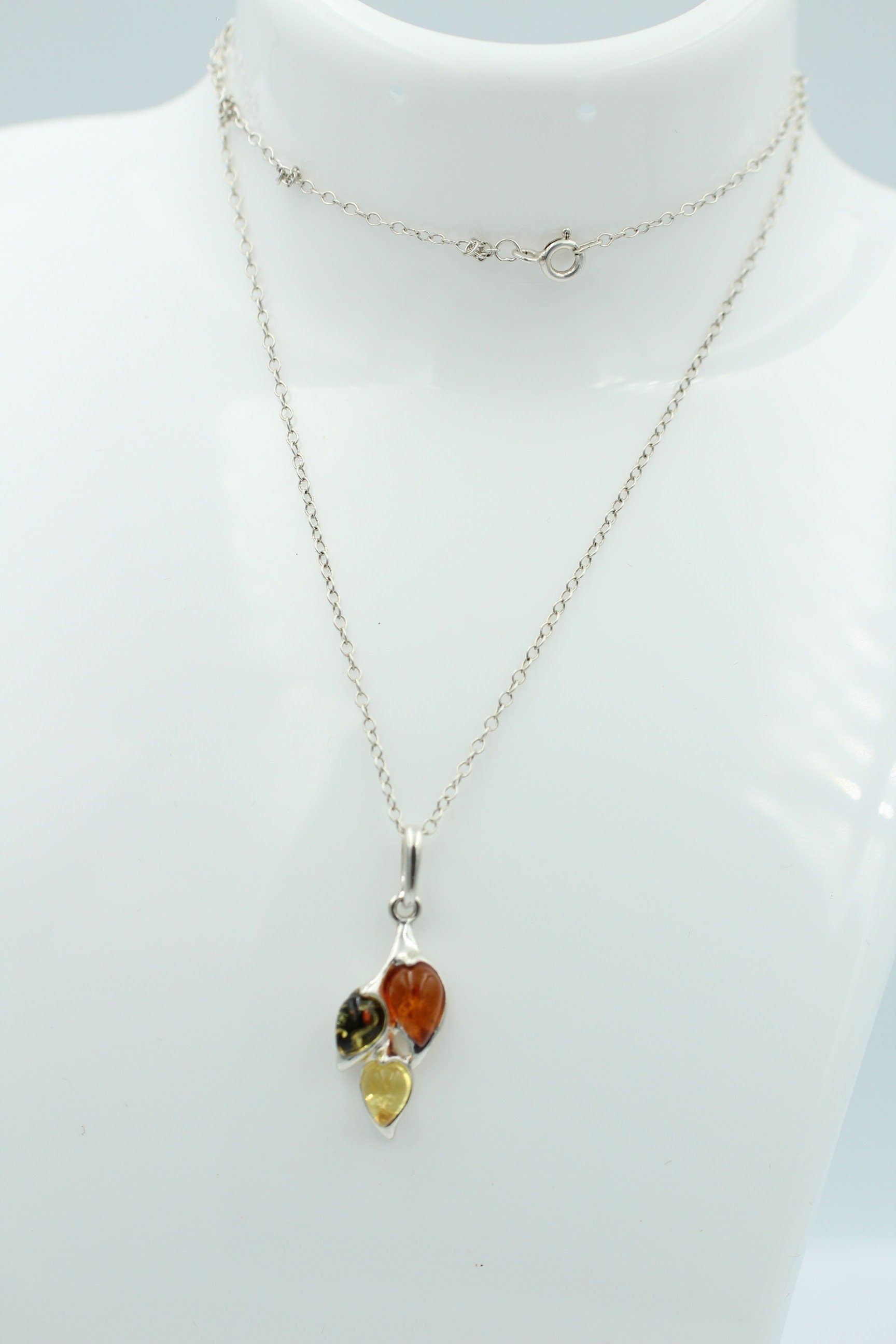 Edler Anhänger Bernstein 925 Silber Collier Kette Bernstein aus Letland