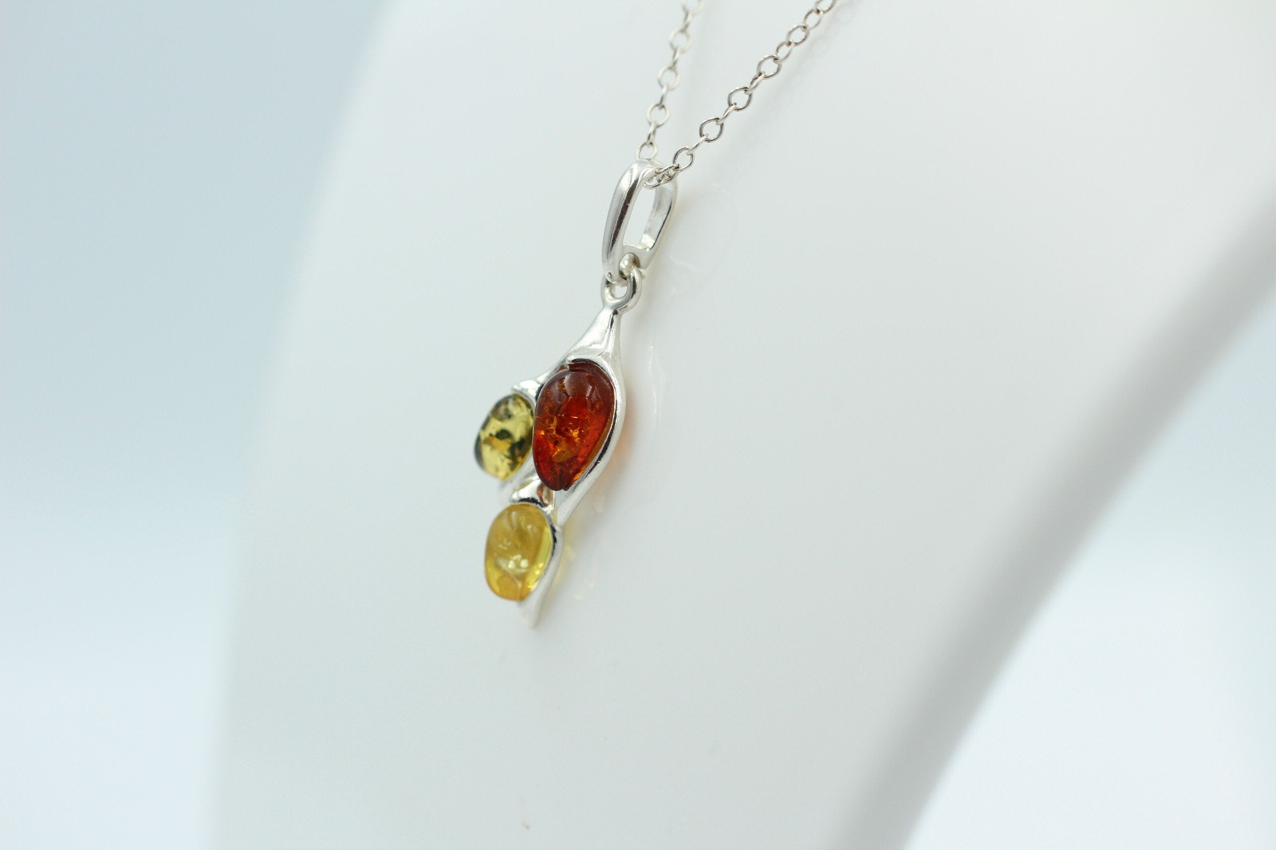 Edler Anhänger Bernstein 925 Silber Collier Kette Bernstein aus Letland