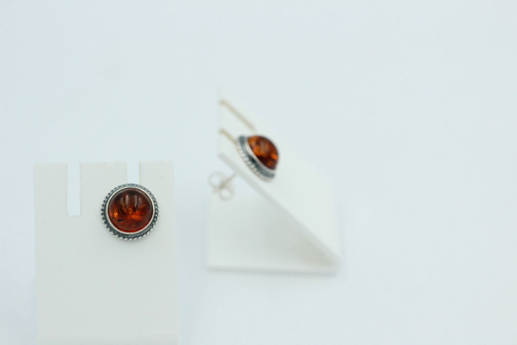 Edle braune Bernstein Ohrstecker 925 Silber Ohrschmuck Bernstein Letland