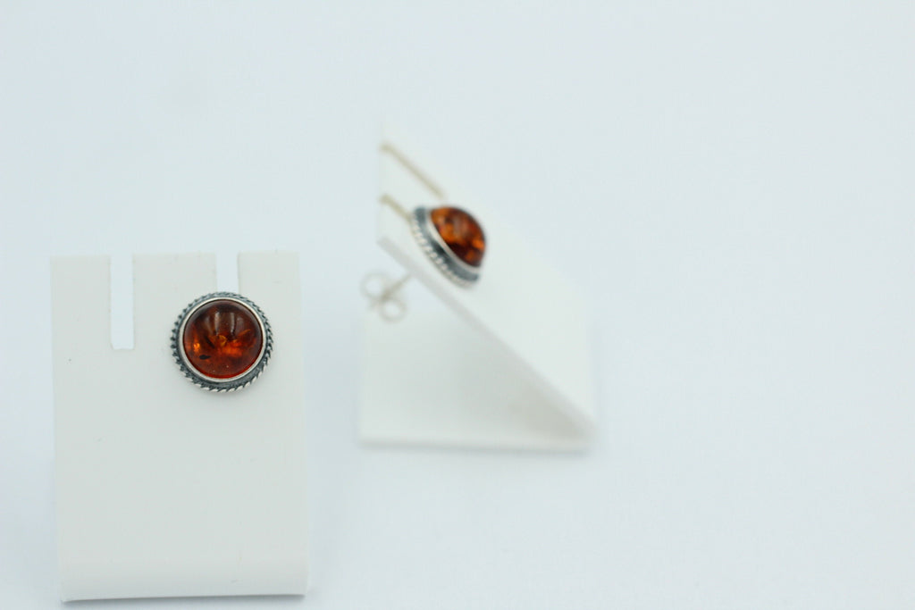Edle braune Bernstein Ohrstecker 925 Silber Ohrschmuck Bernstein Letland