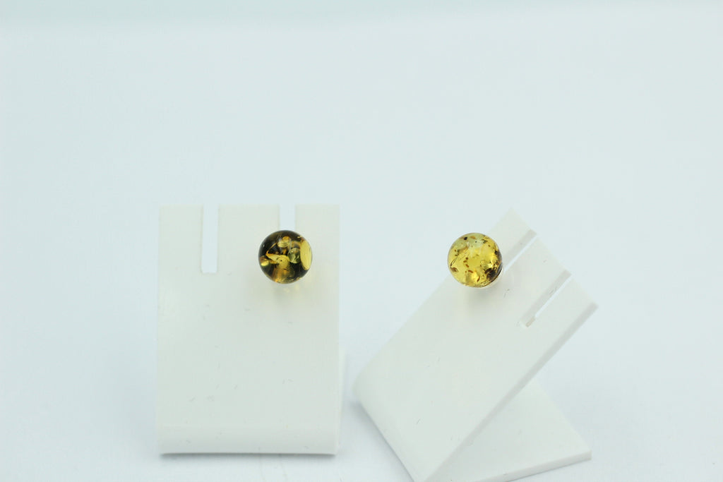 Bernstein Ohrstecker golden 925 Silber Kugelohrstecker Unisex