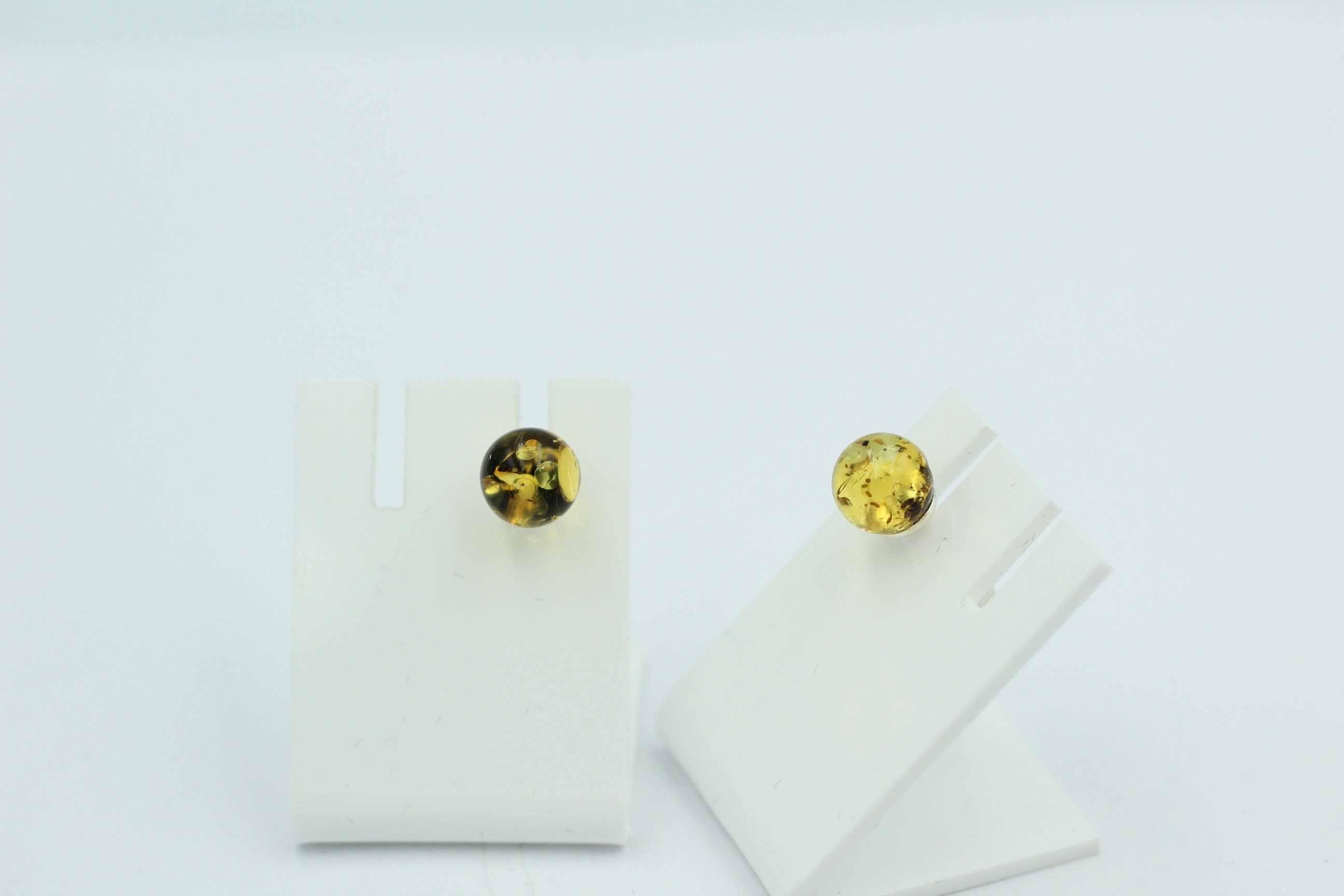 Bernstein Ohrstecker golden 925 Silber Kugelohrstecker Unisex