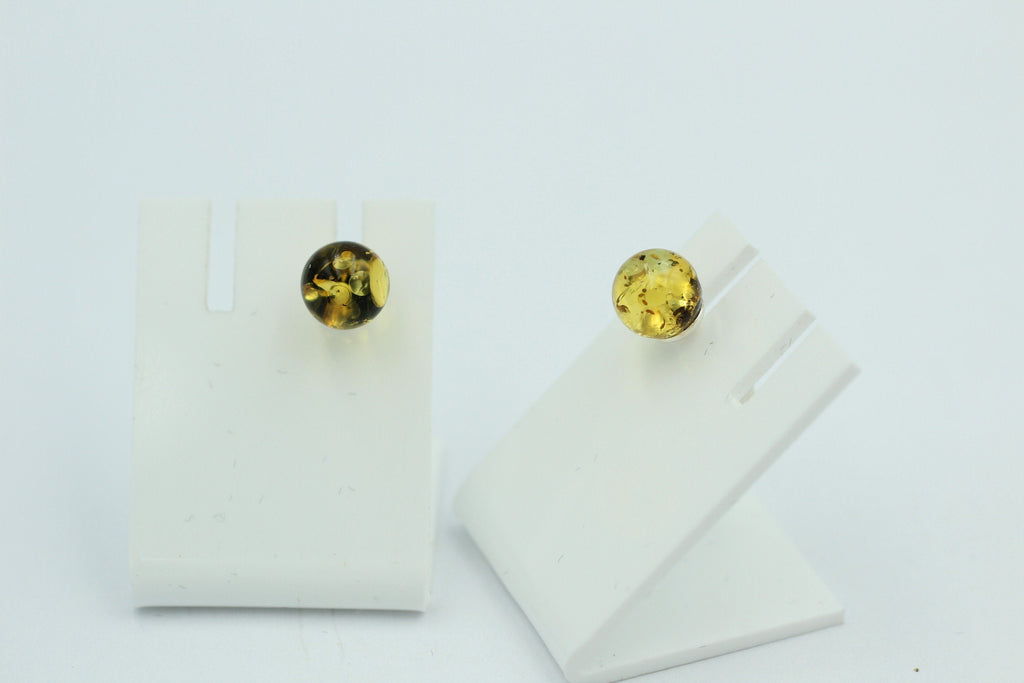 Bernstein Ohrstecker golden 925 Silber Kugelohrstecker Unisex