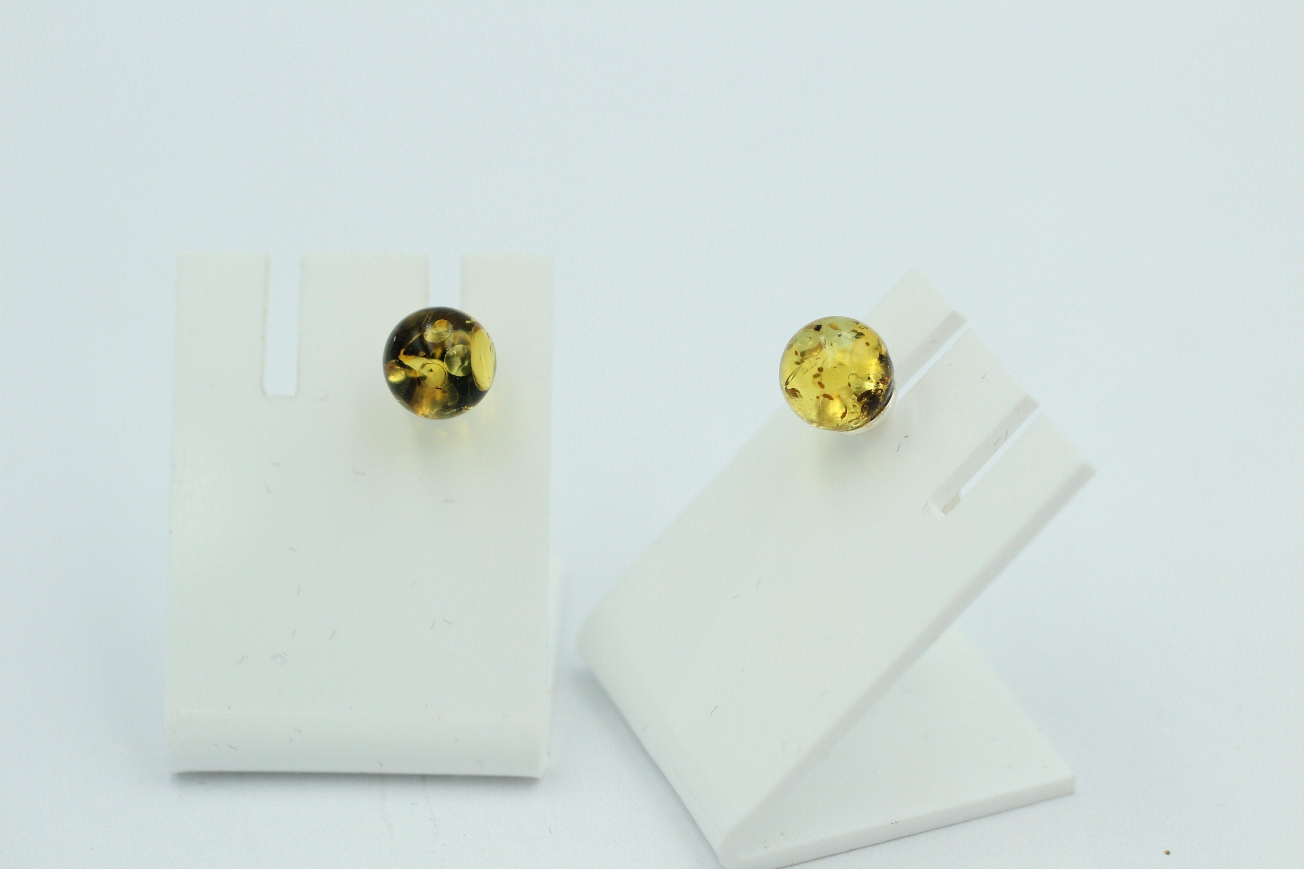 Bernstein Ohrstecker golden 925 Silber Kugelohrstecker Unisex