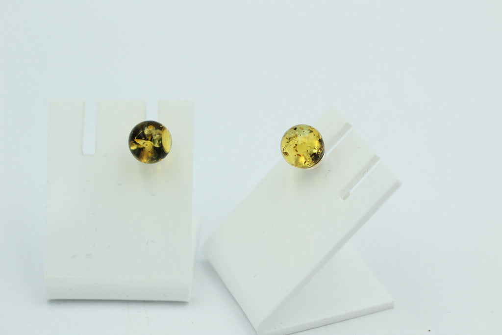Bernstein Ohrstecker golden 925 Silber Kugelohrstecker Unisex