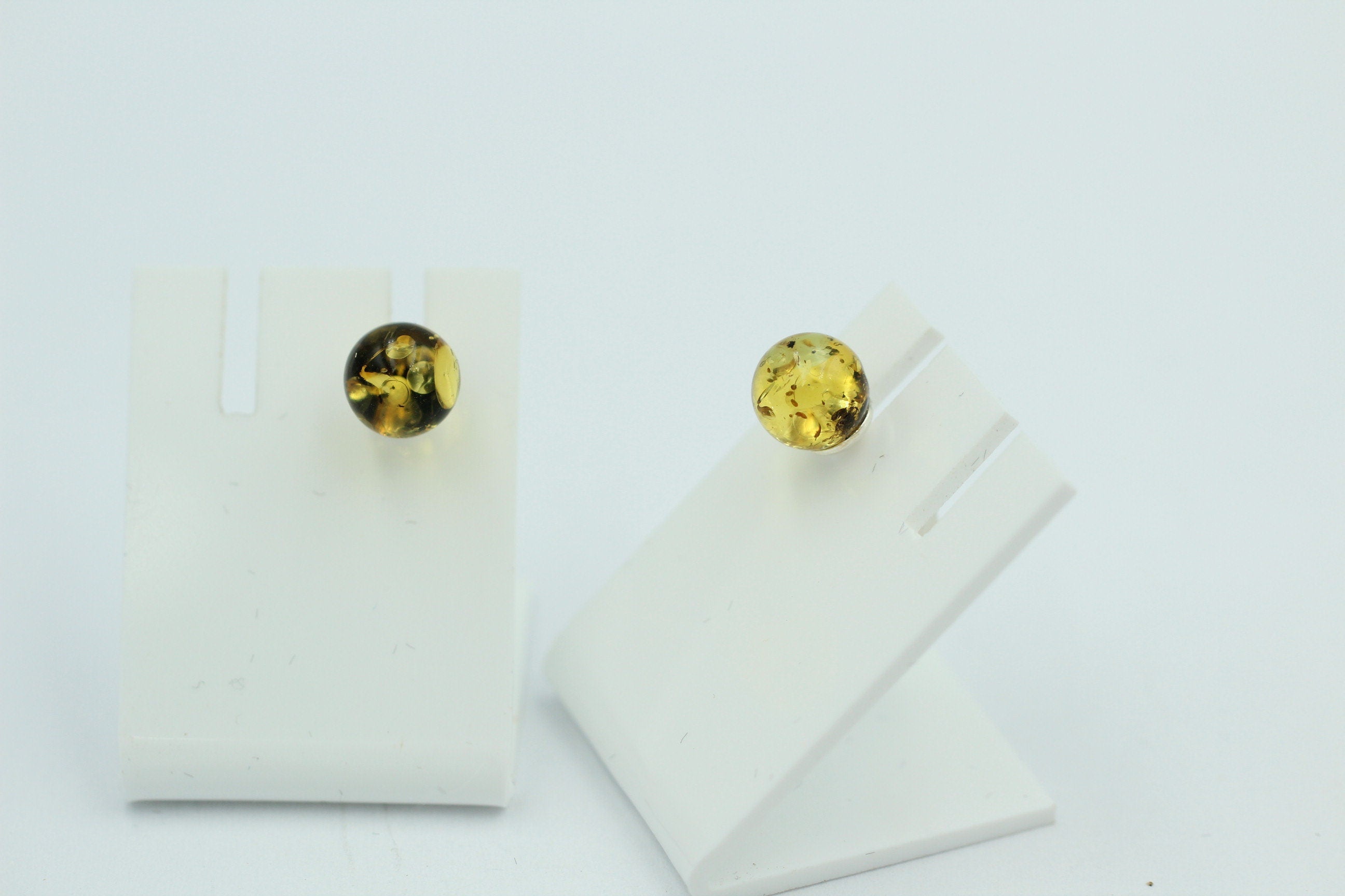 Bernstein Ohrstecker golden 925 Silber Kugelohrstecker Unisex