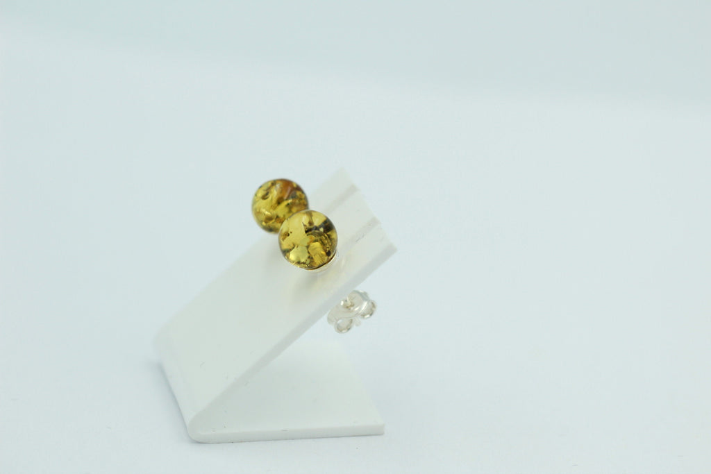 Bernstein Ohrstecker golden 925 Silber Kugelohrstecker Unisex