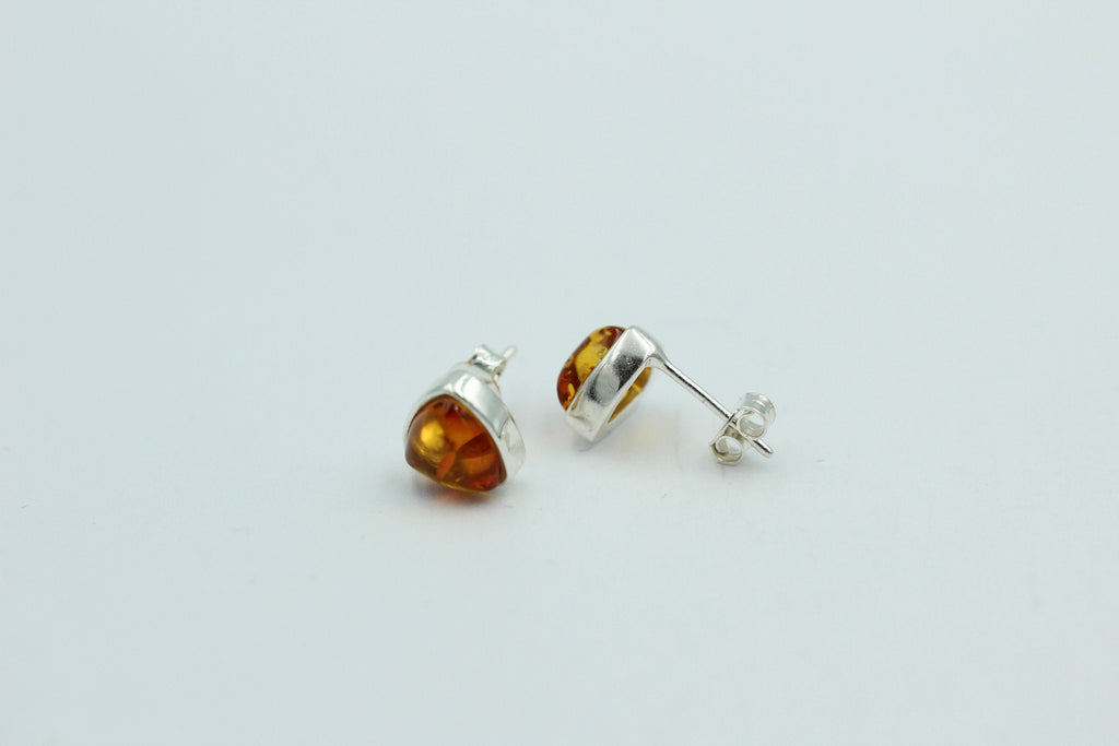 Bernstein Ohrstecker 9 x 9 mm aus 925 Sterlingsilber brauner Bernstein Unisex