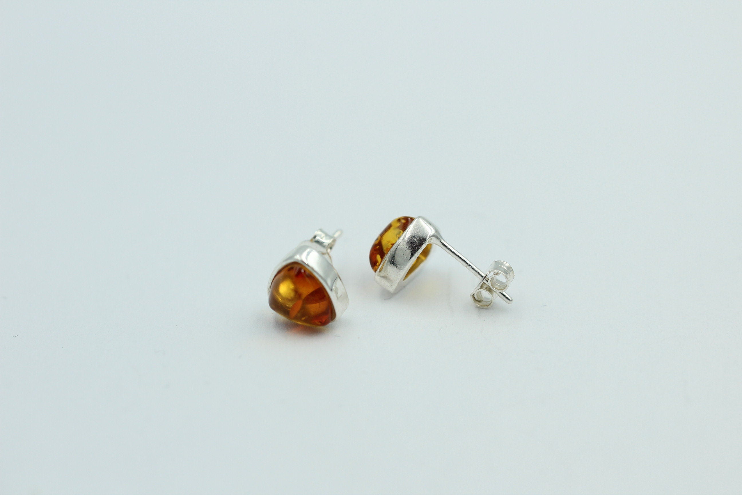 Bernstein Ohrstecker 9 x 9 mm aus 925 Sterlingsilber brauner Bernstein Unisex