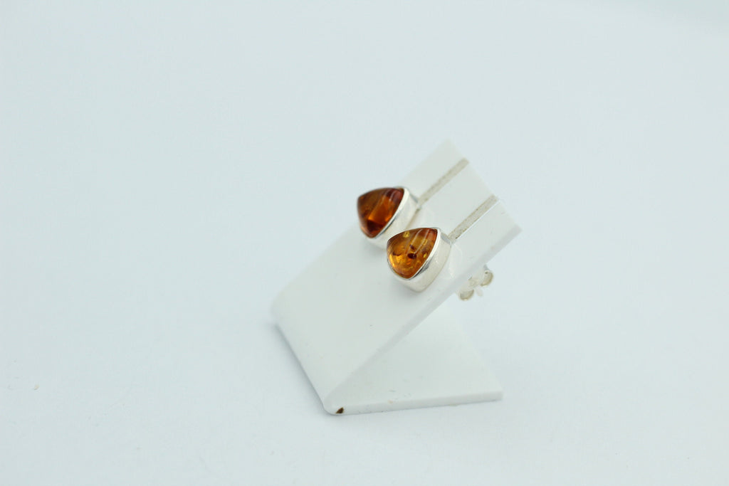 Bernstein Ohrstecker 9 x 9 mm aus 925 Sterlingsilber brauner Bernstein Unisex