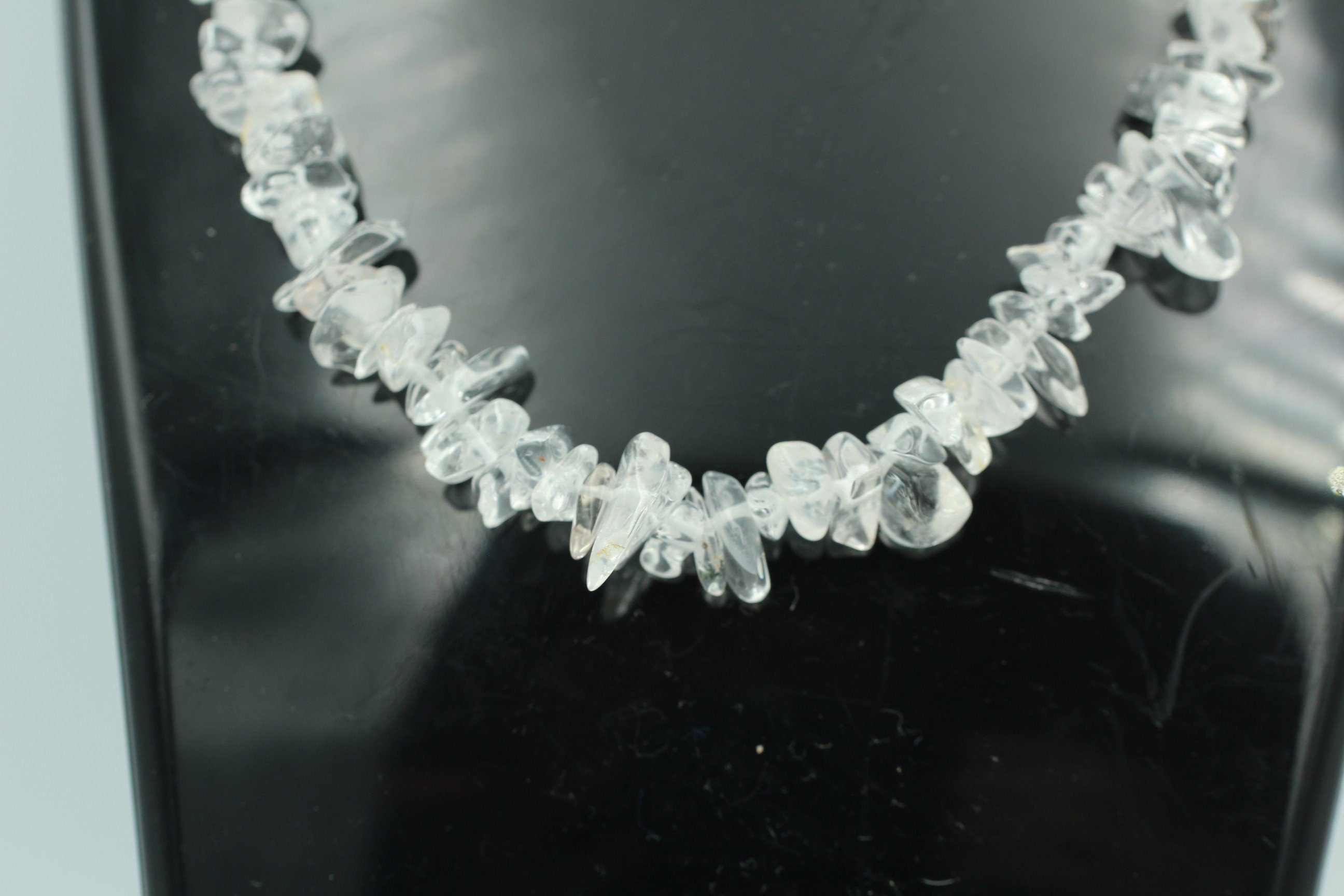 45,5 Carat Bergkristall Collier Kette Splitterkette 925 Sterling Silber Top