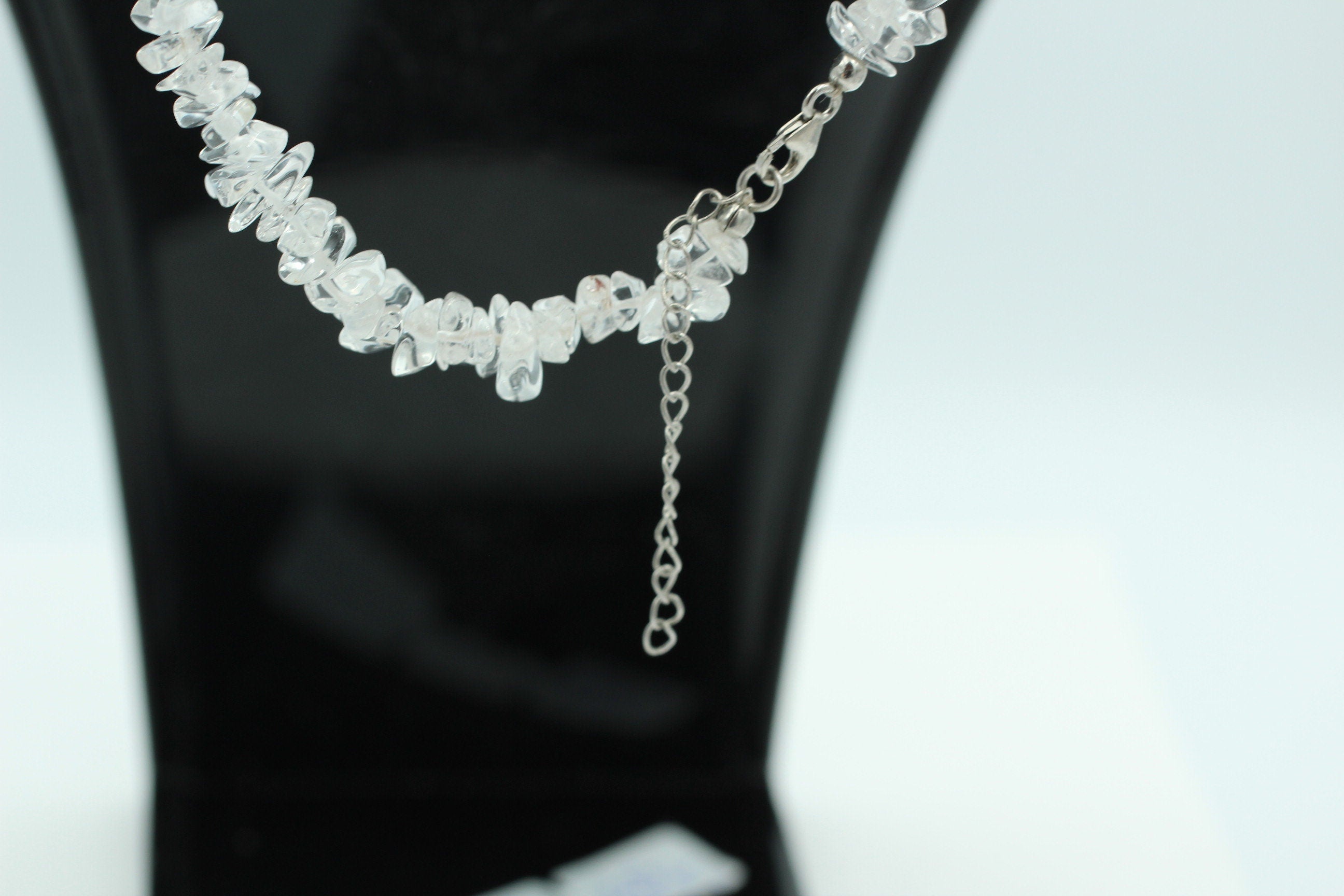45,5 Carat Bergkristall Collier Kette Splitterkette 925 Sterling Silber Top