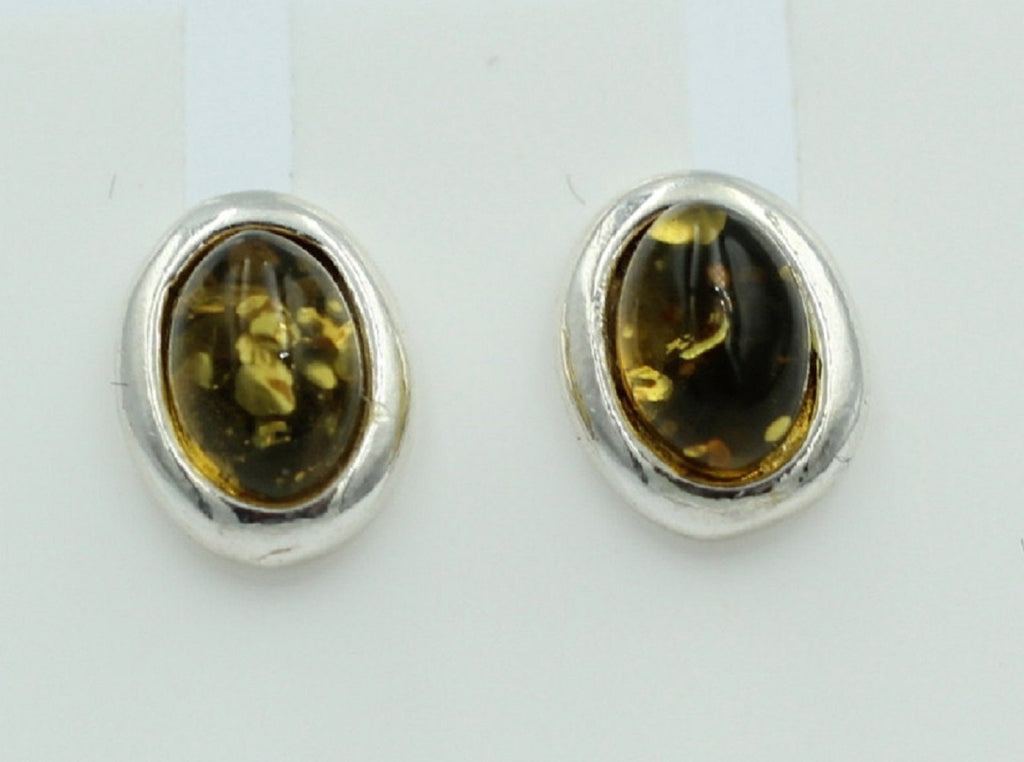 Edle grüner Bernstein Ohrstecker 925 Silber Ohrschmuck Bernstein aus Letland