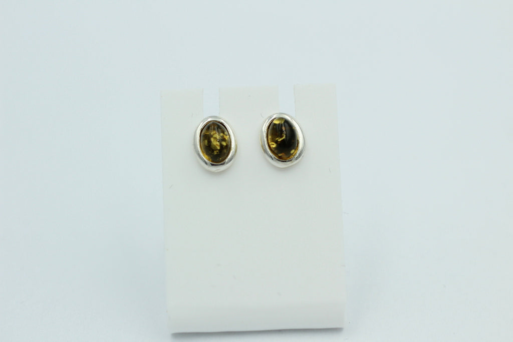 Edle grüner Bernstein Ohrstecker 925 Silber Ohrschmuck Bernstein aus Letland