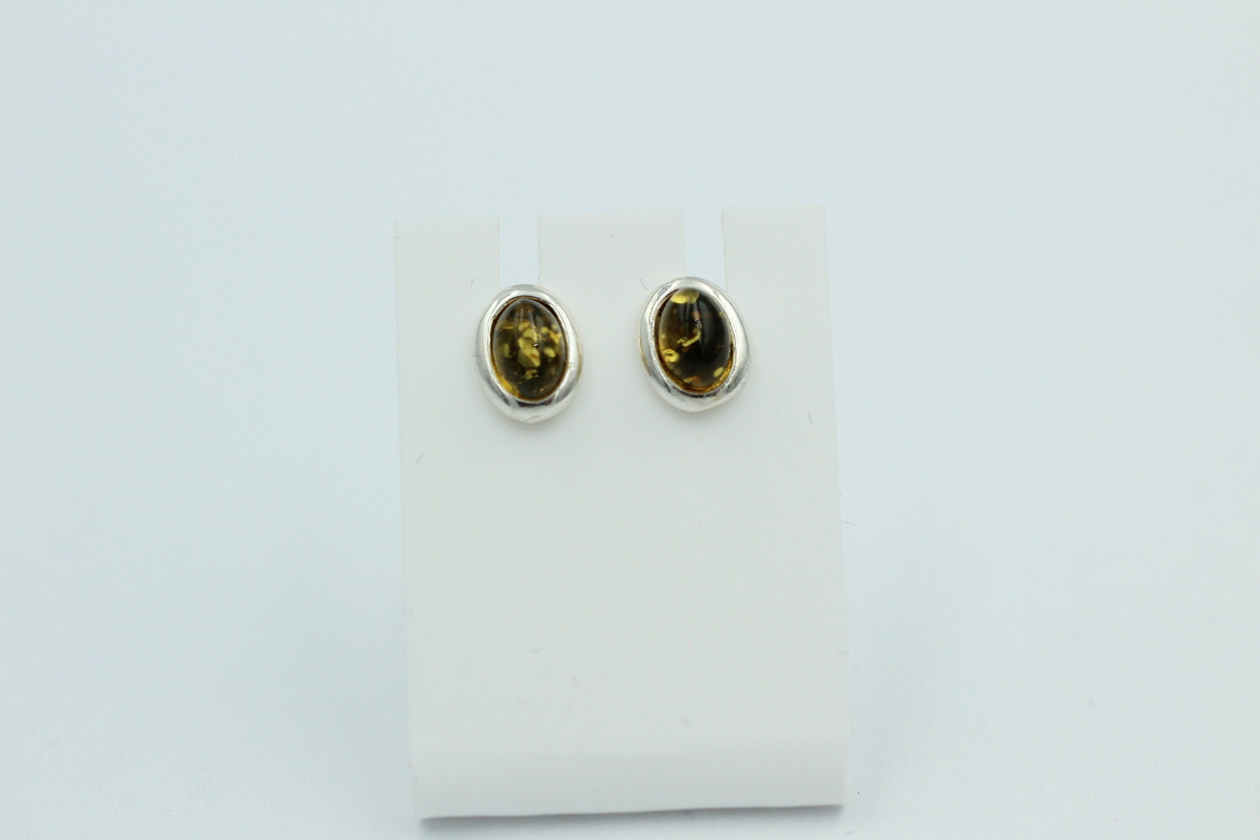Edle grüner Bernstein Ohrstecker 925 Silber Ohrschmuck Bernstein aus Letland