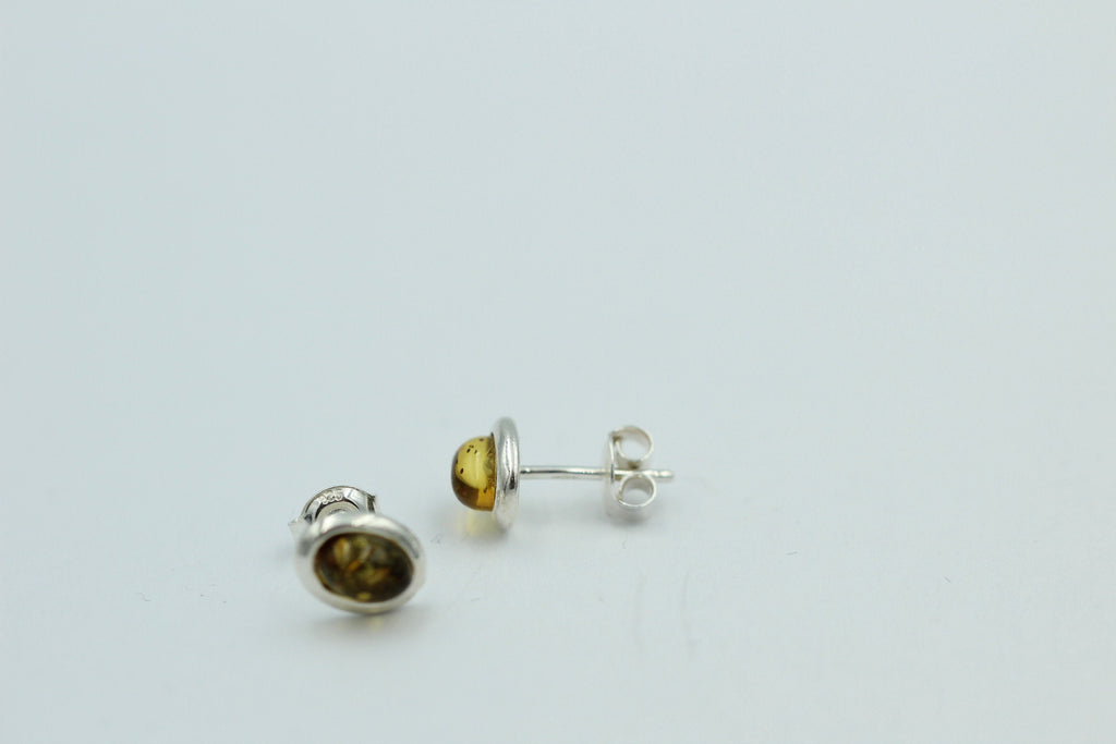 Edle grüner Bernstein Ohrstecker 925 Silber Ohrschmuck Bernstein aus Letland