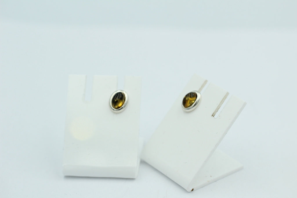 Edle grüner Bernstein Ohrstecker 925 Silber Ohrschmuck Bernstein aus Letland