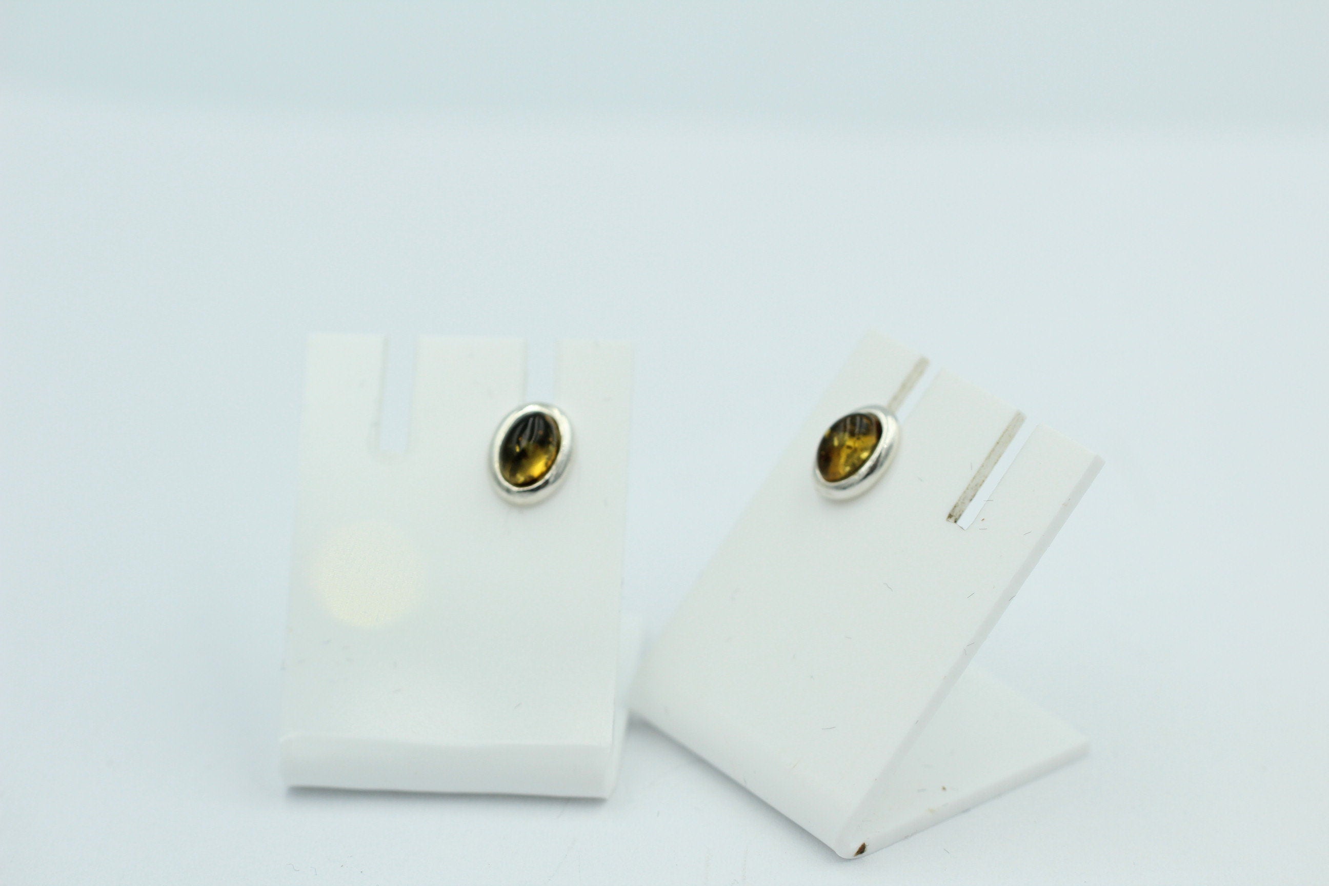 Edle grüner Bernstein Ohrstecker 925 Silber Ohrschmuck Bernstein aus Letland